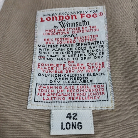 London Fog Men's Brown Tan Removable Liner Trench Coat Size 42 - Picture 11 of 13